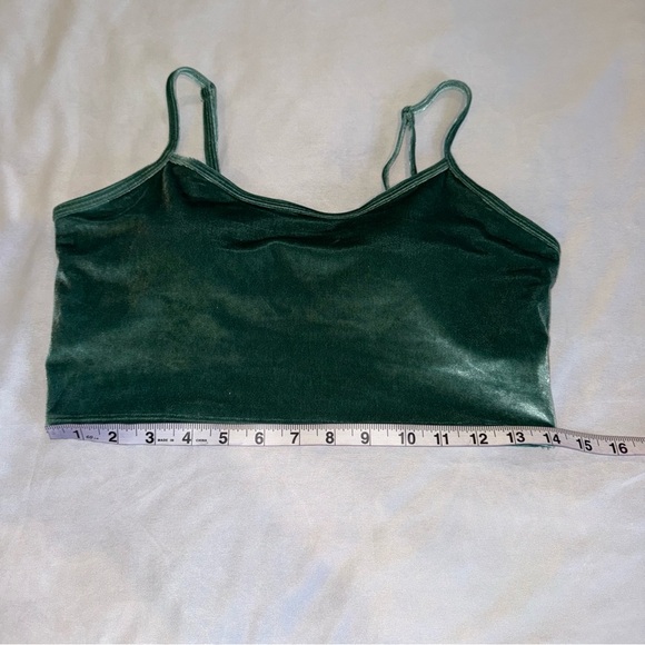 PINK Victoria's Secret Green Velour Velvet Crop Camisole Top with Bralet Size L - Picture 5 of 12